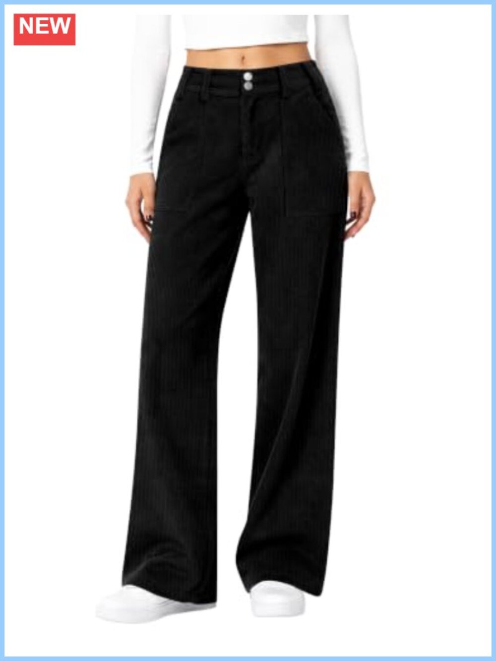 Women's Corduroy Pants Wide Leg Mid Rise 30 Inch Inseam Fall Winter